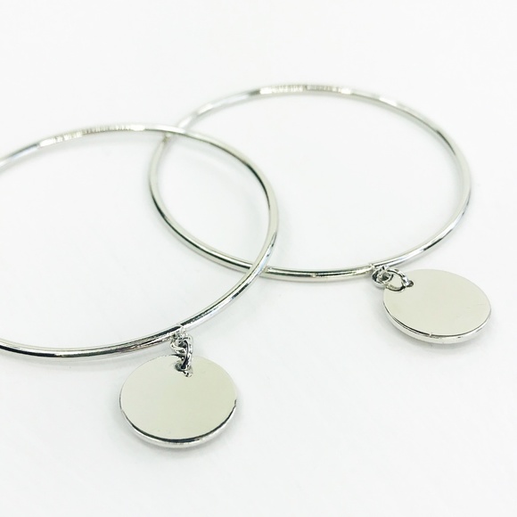 Silver Circle Drop Hoops - Picture 5 of 8